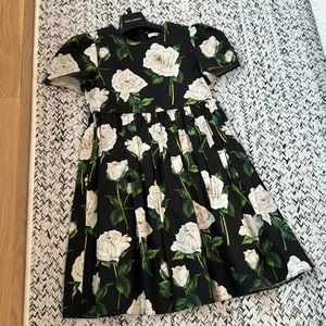 Dolce & Gabbana girls’ black with white roses party dress